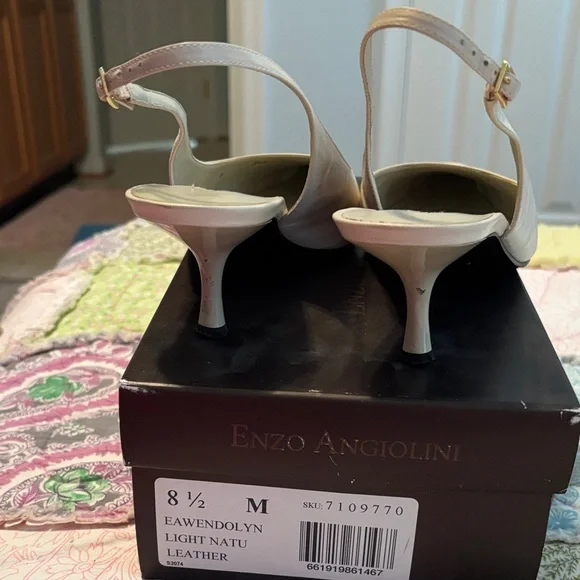 Enzo Angiolini Cream Slingback Heels - Picture 5 of 6